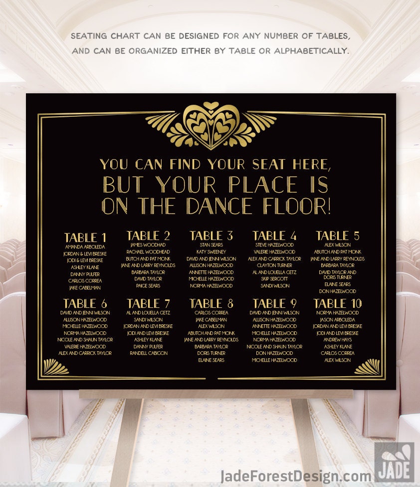 Great Gatsby Seating Chart Sign Wedding Sign Art Deco