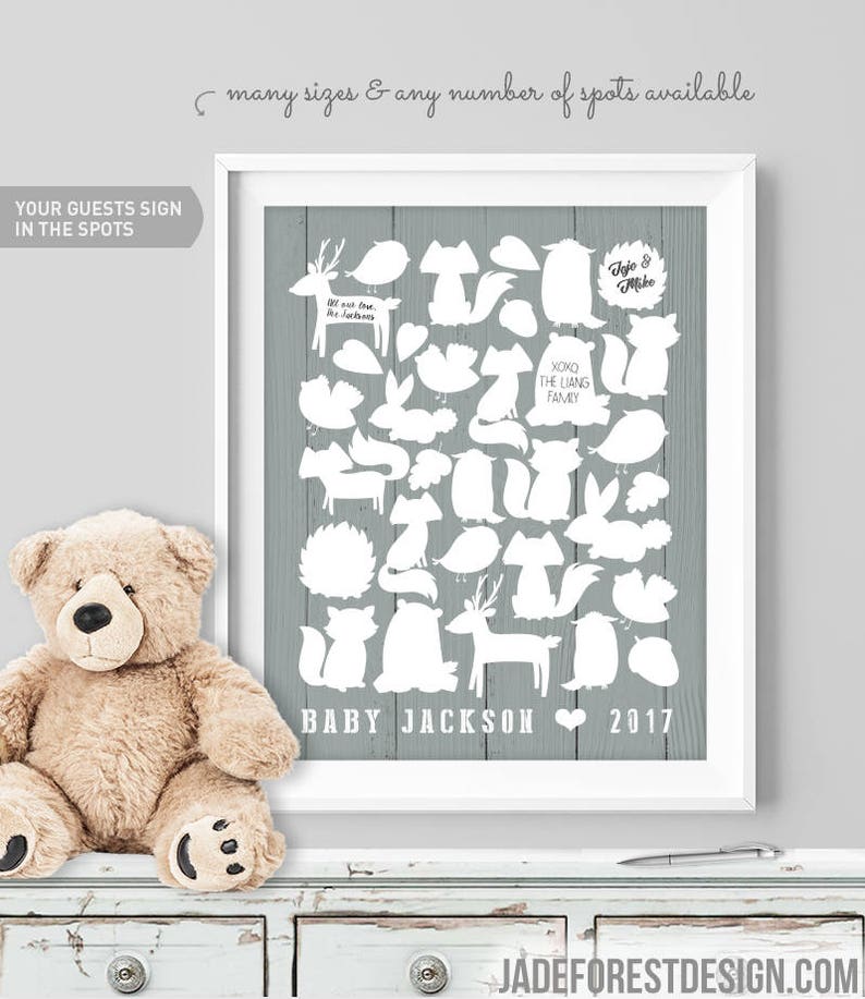 Woodland Baby Shower Guest Book Sign Guestbook Canvas Guest Etsy