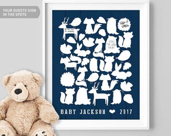 Guest Book for Baby Shower: Woodland Theme (Canvas or Printable)