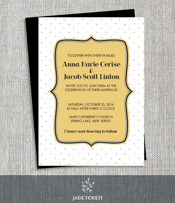 Items similar to Polka Dot Wedding Invitation DIY // Gold Glitter Polka