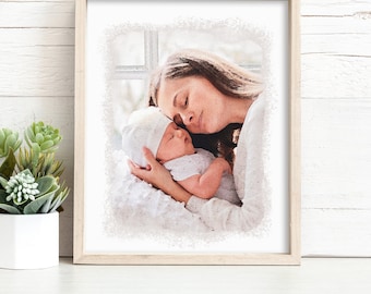 Custom Digital Portrait from Photo, Gift for Mothers Day, Mom and Baby Portrait, Gift for New Mom, Watercolor Portrait Digital {wcg}