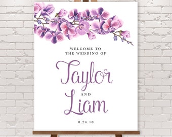 Orchid Wedding Welcome Sign / Purple Orchid, Purple Wedding, Orchid Flower ▷ Printable File {or} Printed & Shipped