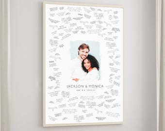Custom Portrait Sign Wedding Guest Book, Watercolor Style Couple from Your Photo