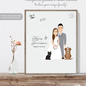 Wedding Guest Book Alternative / Illustration Cartoon Portrait / Pet Dogs / Guestbook Idea ▷ Canvas Guest Book, Paper Print {or} Printable