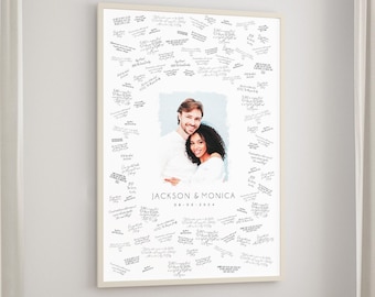 Custom Portrait Sign Wedding Guest Book, Watercolor Style Couple from Your Photo