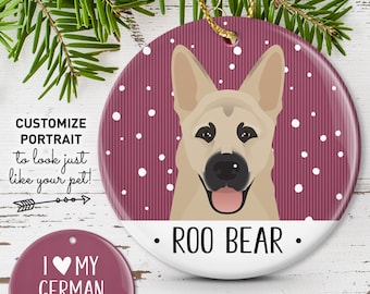 German Shepherd Christmas Ornament, Unique Ornament with Custom Pet Cartoon, Personalized Gift for Dog Parents, Christmas Pet Ornaments