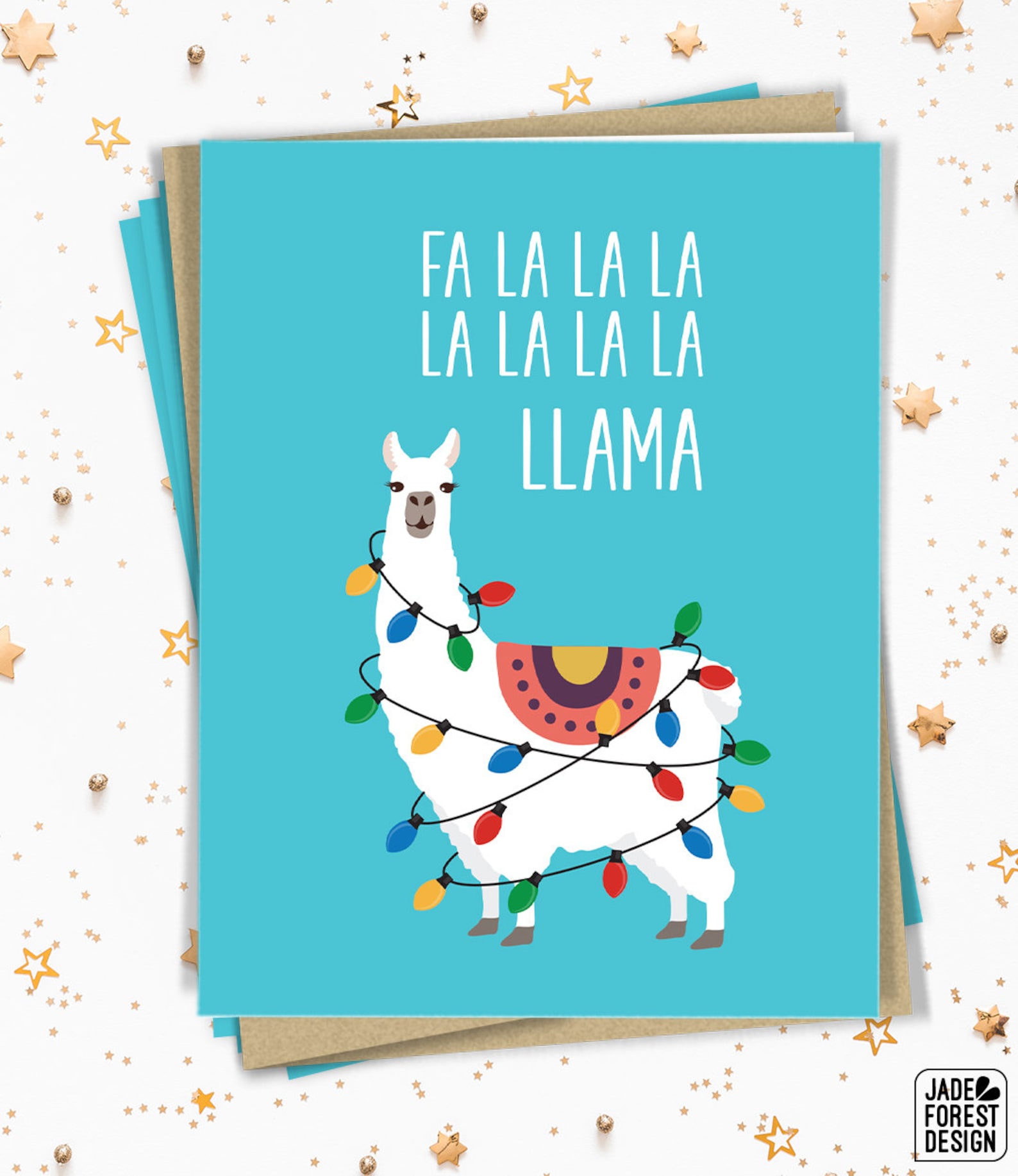 Llama Christmas Card Set Funny Notecard Set of 15 Cards With | Etsy