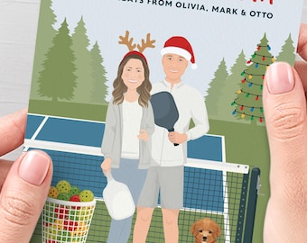 Personalized Couple Christmas Card: Custom Family & Pet Portrait