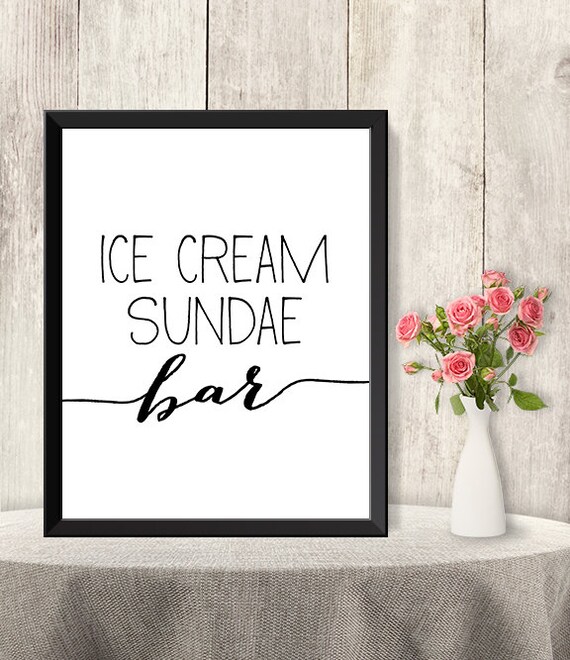 Ice Cream Sundae Bar Sign Wedding Ice Cream Sign Diy Etsy