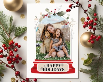 Minimalist Christmas Photo Cards, Christmas Family Photo, Recycled Printed Shipped Cards with Envelopes, Christmas Photo Cards 5x7, Holiday