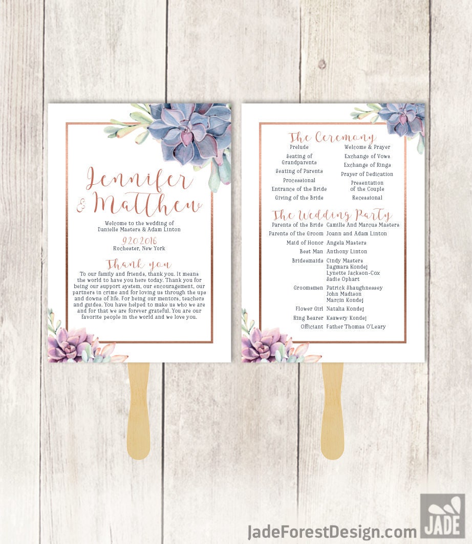 Custom Wedding Program Fan Diy Matching Any Of The