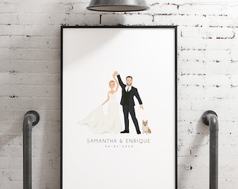 Custom Corgi Wedding Guest Book - Hand-Drawn Portrait Keepsake