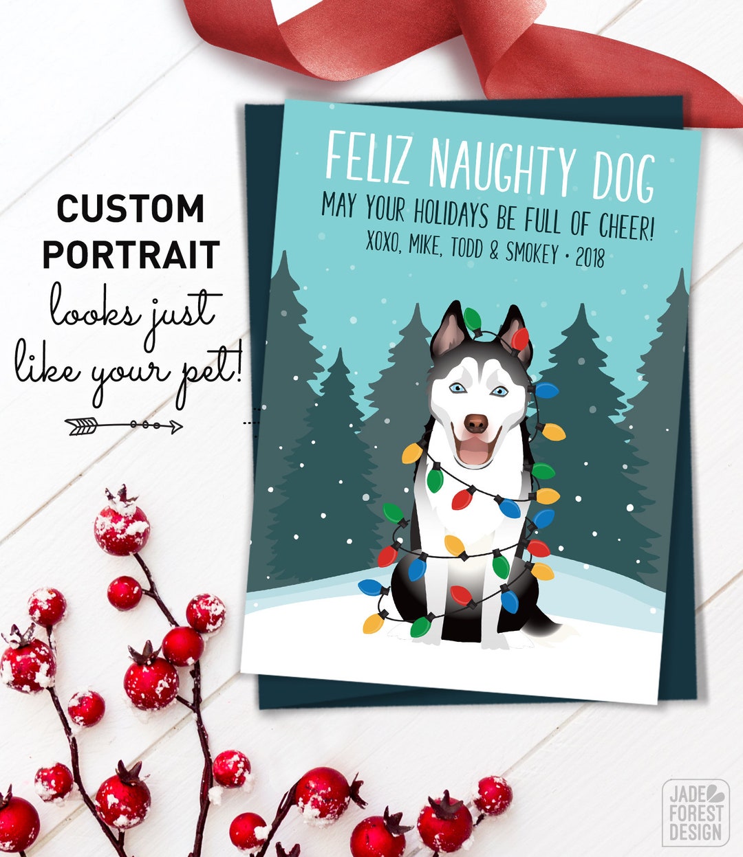 Husky Christmas Card 
