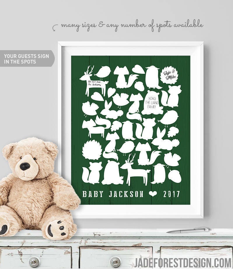 Woodland Baby Shower Guest Book Alternative Animal Guest Book