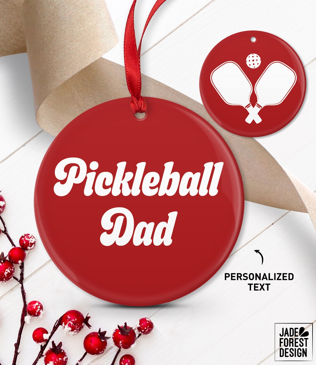 Personalized Pickleball Ornament, Keepsake Christmas Decor, Fun