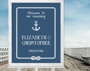 Nautical Wedding Guest Sign - Personalized Anchor and Infinity Knot
