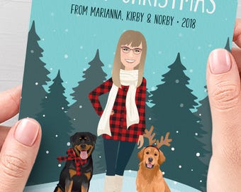 Personalized Holiday Cards, Family & Dog Portraits (5x7, Envelopes Included)