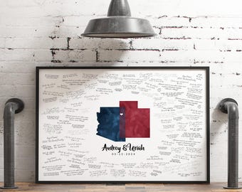Custom Wedding Guest Book: Arizona and Utah Overlap Map