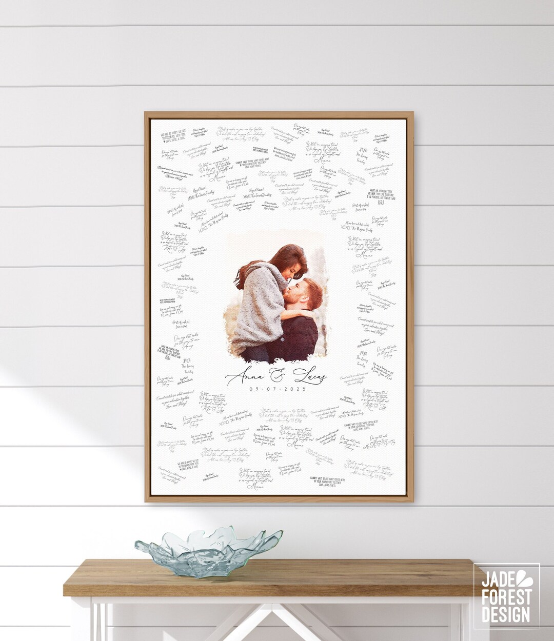 Watercolor Wedding Guest Book - Custom Couple Portrait on Canvas