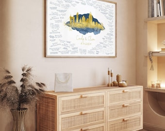 Cincinnati Skyline Wedding Guest Book - Personalized City Art