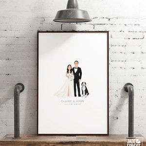 Bride and Groom Guest Book: Custom Cartoon Portrait (With Pets)