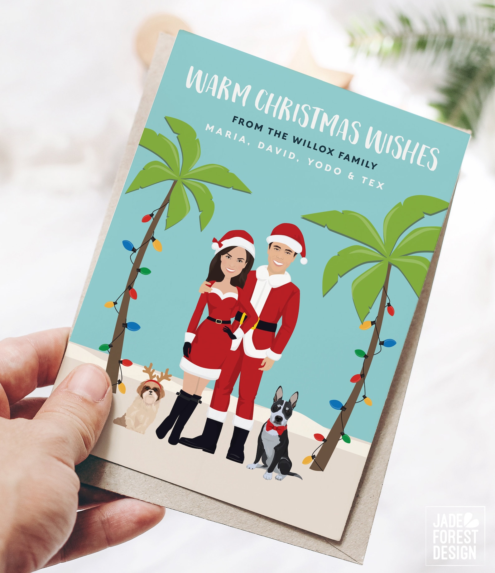 Cartoon Portrait Holiday Card Custom Printed Christmas Cards Etsy