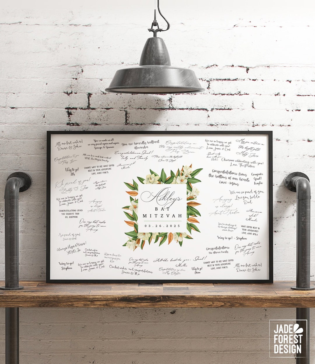 Bat Mitzvah Guest Book Alternative, Magnolia Square Guestbook, Can Be ...