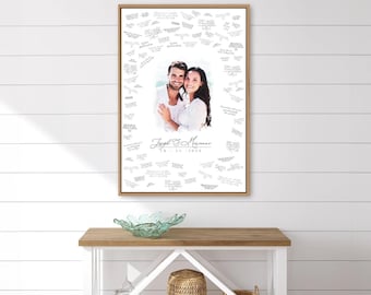 Custom Watercolor Wedding Guest Book: Portrait Canvas with Frame