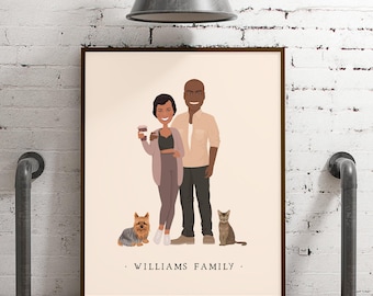 Couple Illustration: Personalized Cartoon Style - Neutral Tones