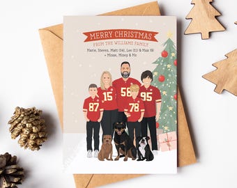 Printable, Holiday Card Set, Custom Drawn, Illustrated Family Christmas Card, Personalized Pet Portraits, Funny Dog Holiday Greetings