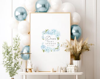 Custom Baby Shower Guest Book Alternative, Blue Hydrangea Guestbook, Baby Shower Sign, Baby Shower Decorations, Gift for Expecting Mom