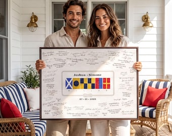 Signal Flag Sign Wedding Guest Book, Maritime Nautical Coastal Canvas