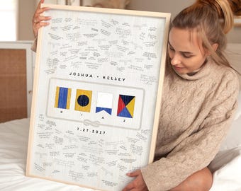 Custom GUEST BOOK Alternative, Nautical Flags Wedding Guestbook Alternative, Nautical Alphabet, Gift for Nautical Themed Wedding {nfg}