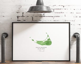 Wedding Guestbook Canvas: Custom Watercolor Map - XL Flat Design