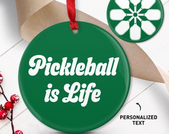 Personalized Pickleball Ornament, Keepsake Christmas Decor, Fun Pickleball Gift for Dad • Pickleball is Life