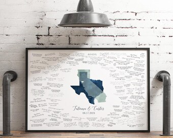Custom Wedding Guest Book Alternative: Navy Dusty Miller Heart Design