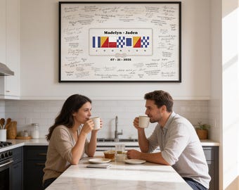 Nautical Wedding Guest Book, Coastal Map Keepsake Sign, Anchor Wedding Gift