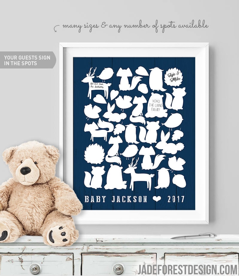 Woodland Baby Shower Guest Book Sign Guestbook Canvas Etsy