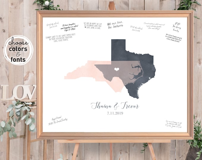 Featured listing image: Wedding Guest Book Alternative, Watercolor Guestbook Map, Blush & Gray States Map Guest Book {moa}