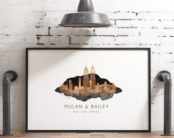 Wedding Guest Book: Mumbai Skyline - Rustic Black Watercolor Design