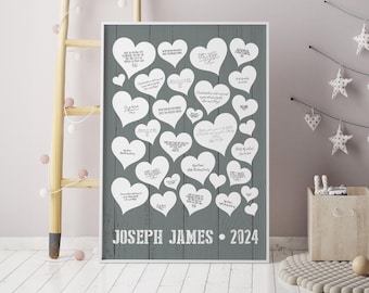 Baby Shower Guestbook Canvas, Heart Design (Personalized, Multiple Sizes)