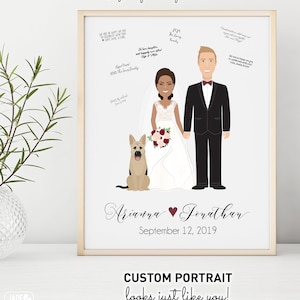 Wedding Guest Book Alternative, Custom Couple Portrait, Alternative Guest Book Canvas Sign for Fall Wedding