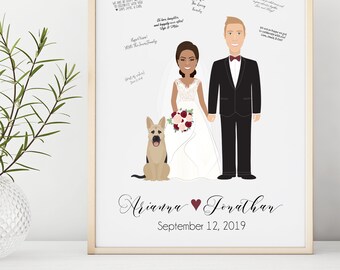 Wedding Guest Book Alternative, Custom Couple Portrait, Alternative Guest Book Canvas Sign for Fall Wedding