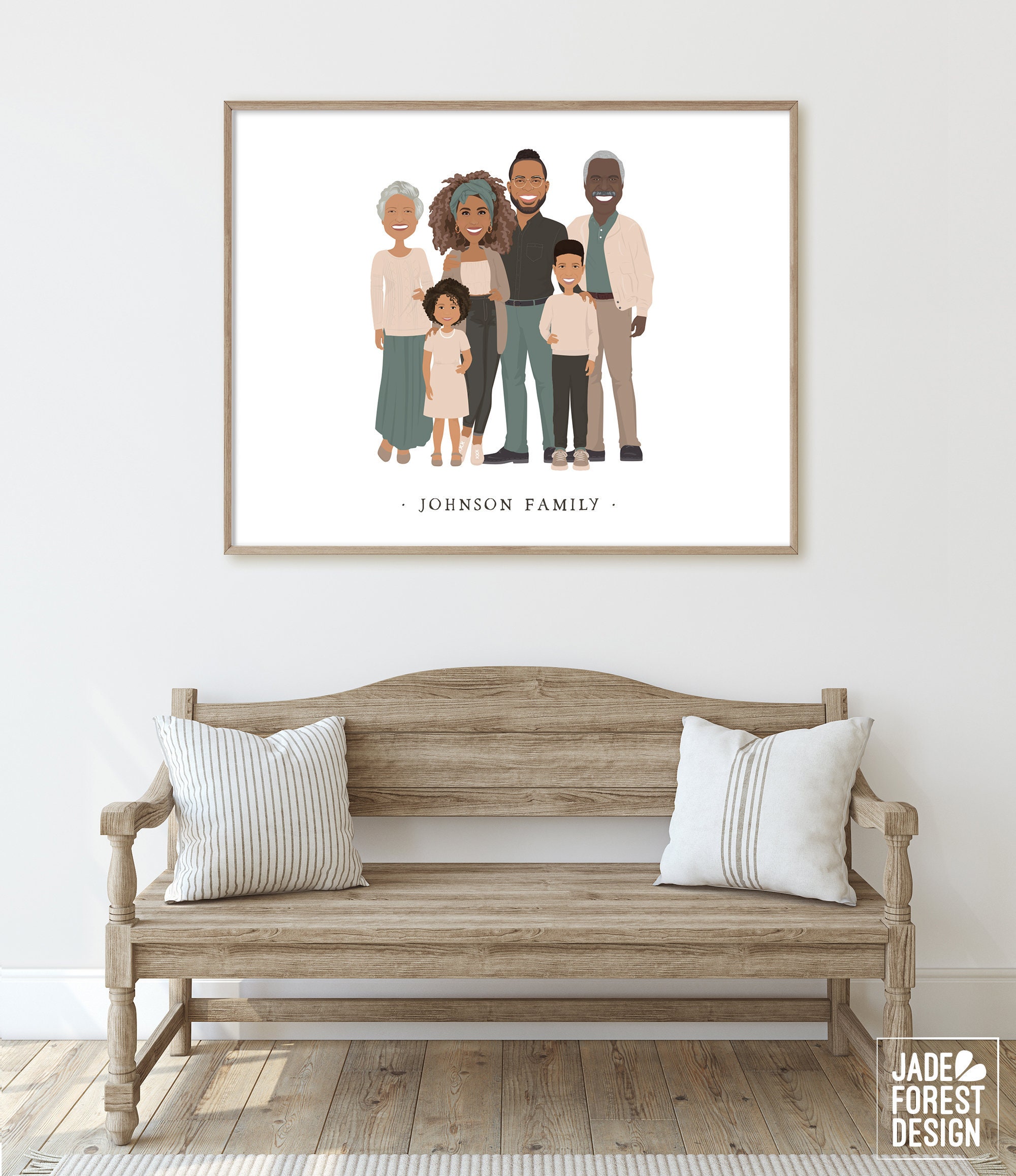 Custom Family Portrait With Children Personalized Family | Etsy UK