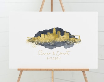 Skyline Guestbook: Custom Cleveland City Design (Canvas or Paper)