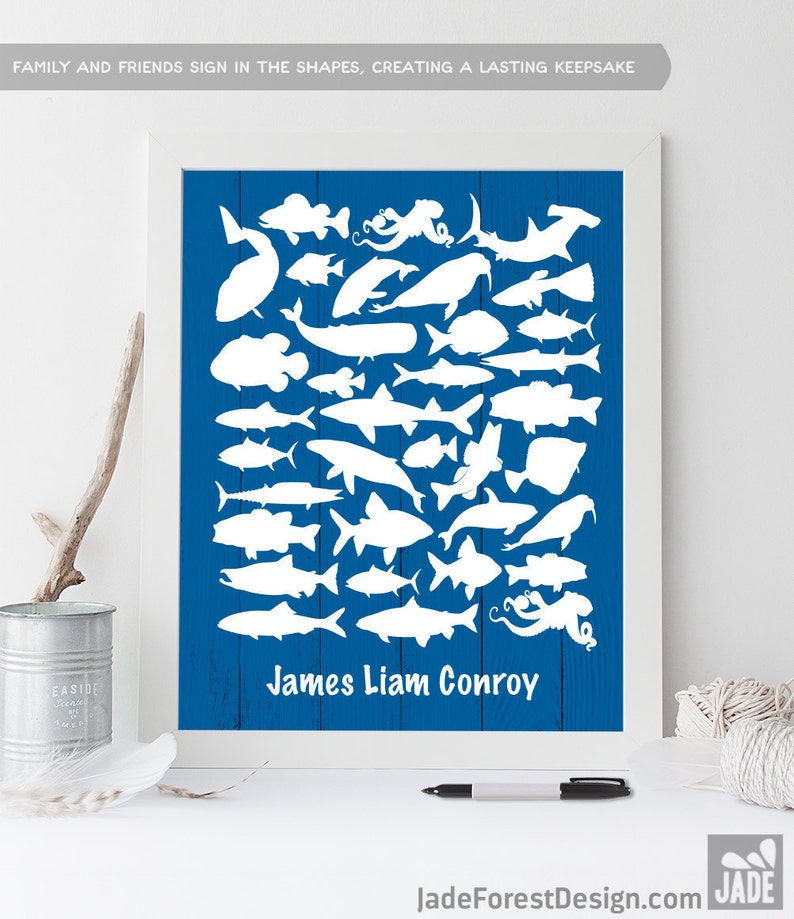 Nautical Baby Shower Guest Book Alternative / Blue Nautical Etsy