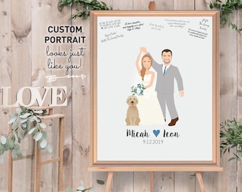 Custom Wedding Guest Book: Handpainted First Dance Portrait