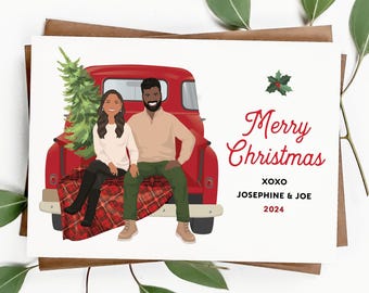 Custom Drawn, Personalized Christmas Card, Printable, Holiday Card Set, Illustrated Family Portrait, Unique Holiday Greetings, Gift for Her