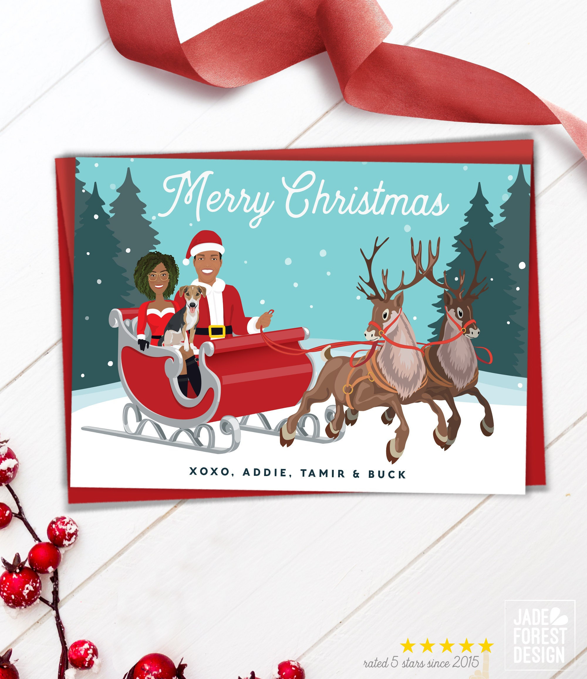 Custom Christmas & Holiday Cards  5x7 Cardstock, Blank Envelope