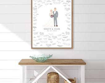 Custom Couple Portrait Guestbook - Hand-Drawn Wedding Keepsake